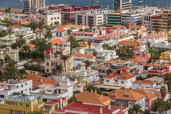 Spain-Canary Islands-Gran Canaria Island-Las Palmas de Gran Canaria-high angle view of city